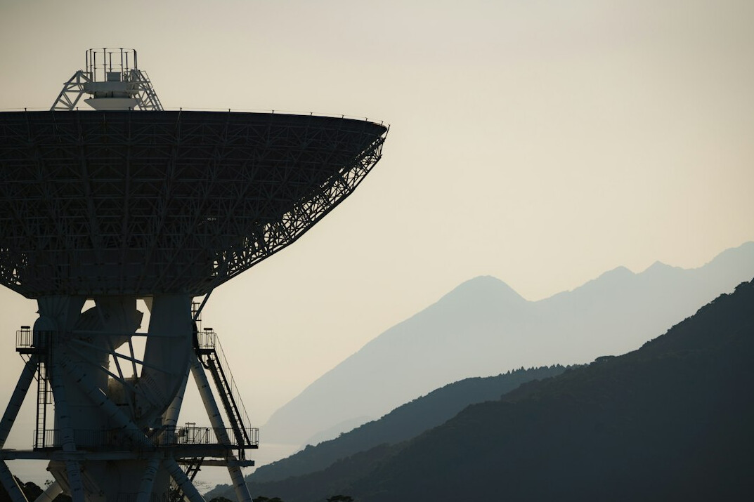 Satellite uplink truck with dish for live television broadcast
